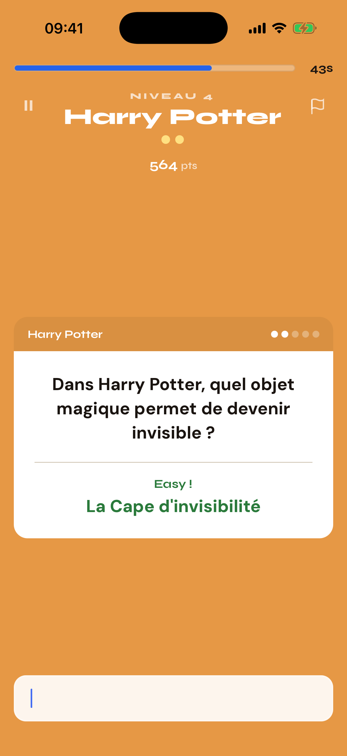Mode solo, réponse validée Harry Potter